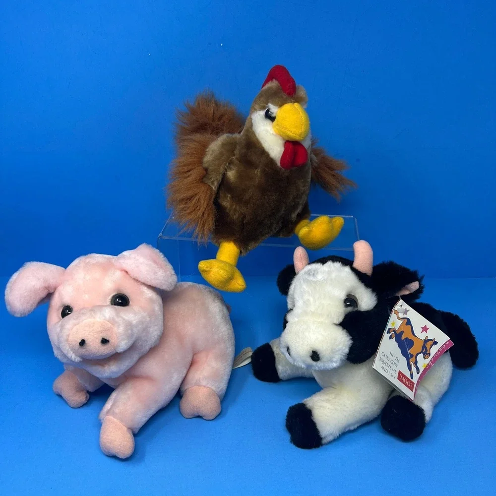 Old Macdonald's Farmyard Friends Stuffed Animals Lot Pig‎ Cow Rooster 1993